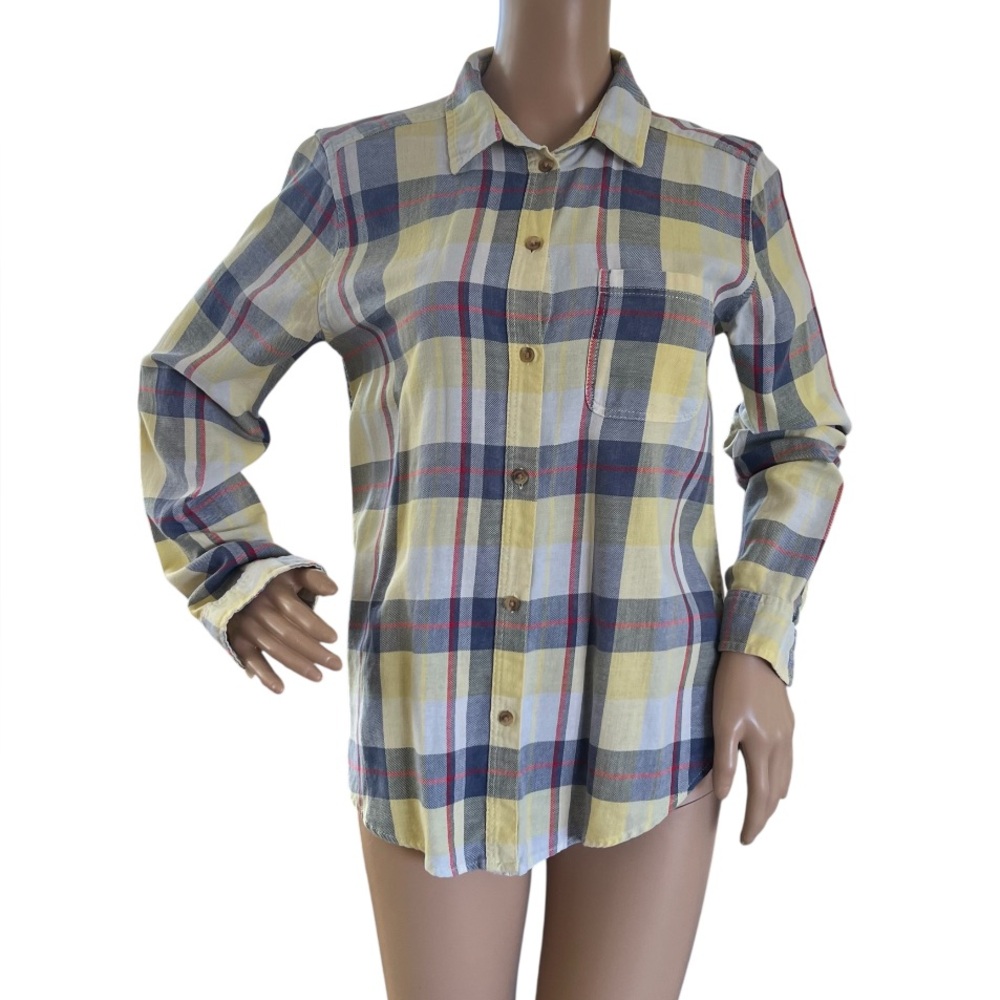 AMERICAN EAGLE Shirt Long Sleeve Plaid Boyfriend Fit